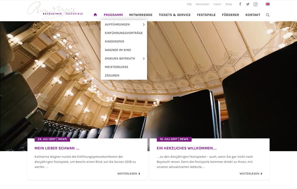 Festspiele Bayreuth Website Screenshot